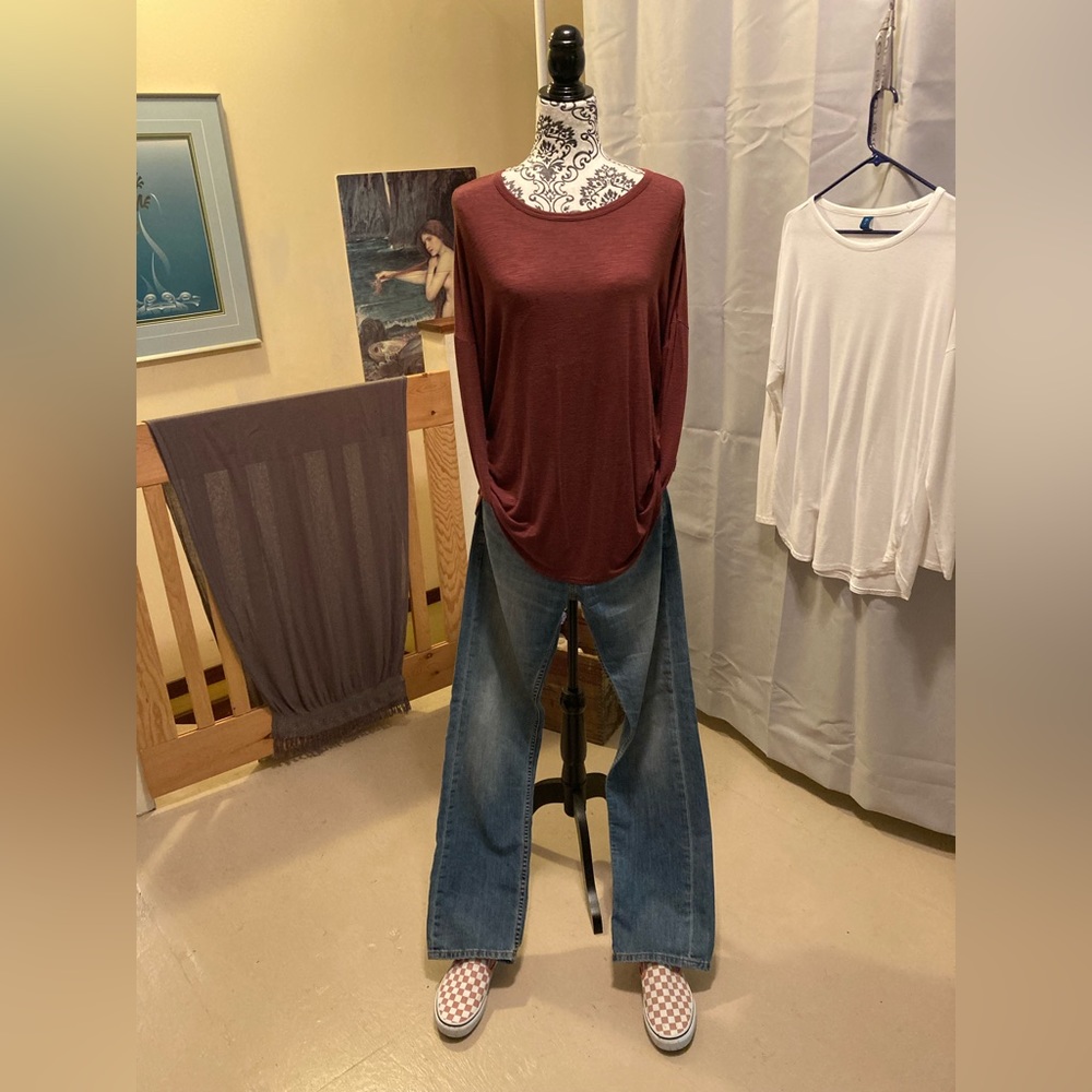 OLD NAVY ~ Rootbeer ~ Luxe Long-Sleeve Tunic T-Shirt (S)
